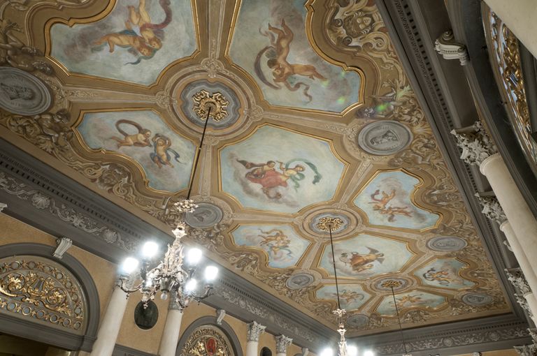 Piacenza, Teatro Municipale, foyer particolari del soffitto decorato (foto Andrea Scardova, IBC) 2016